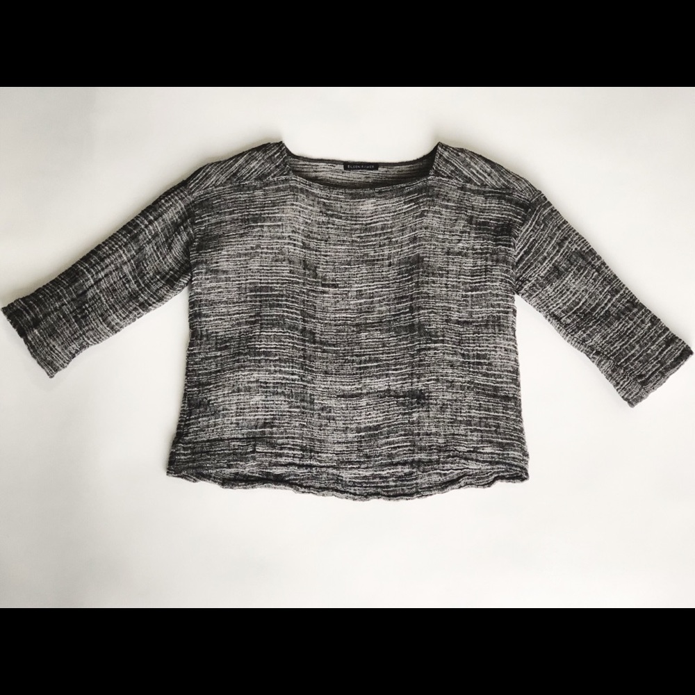 Eileen Fisher quarter sleeve, square-neck top